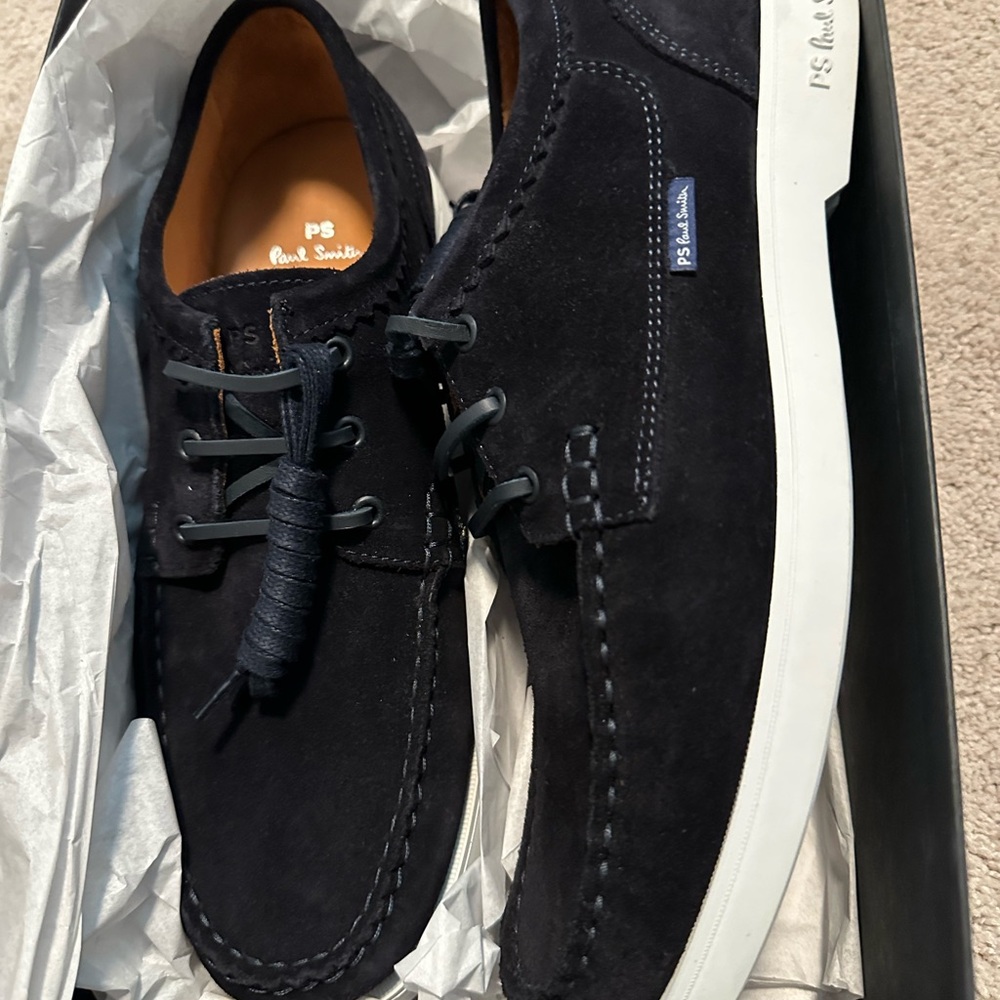 PS Paul Smith Men's Dark Suede Boat Shoes